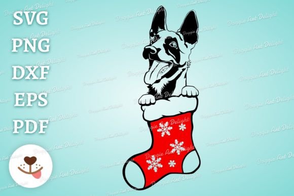 Cute Christmas Malinois Dog SVG Cut File