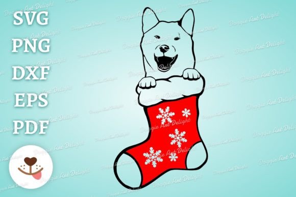 Cute Christmas Shiba Inu Dog SVG Png