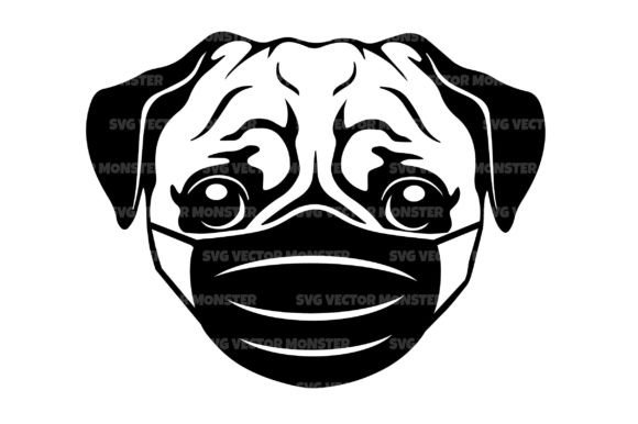 Face Masked Pug Dog Svg Cut File